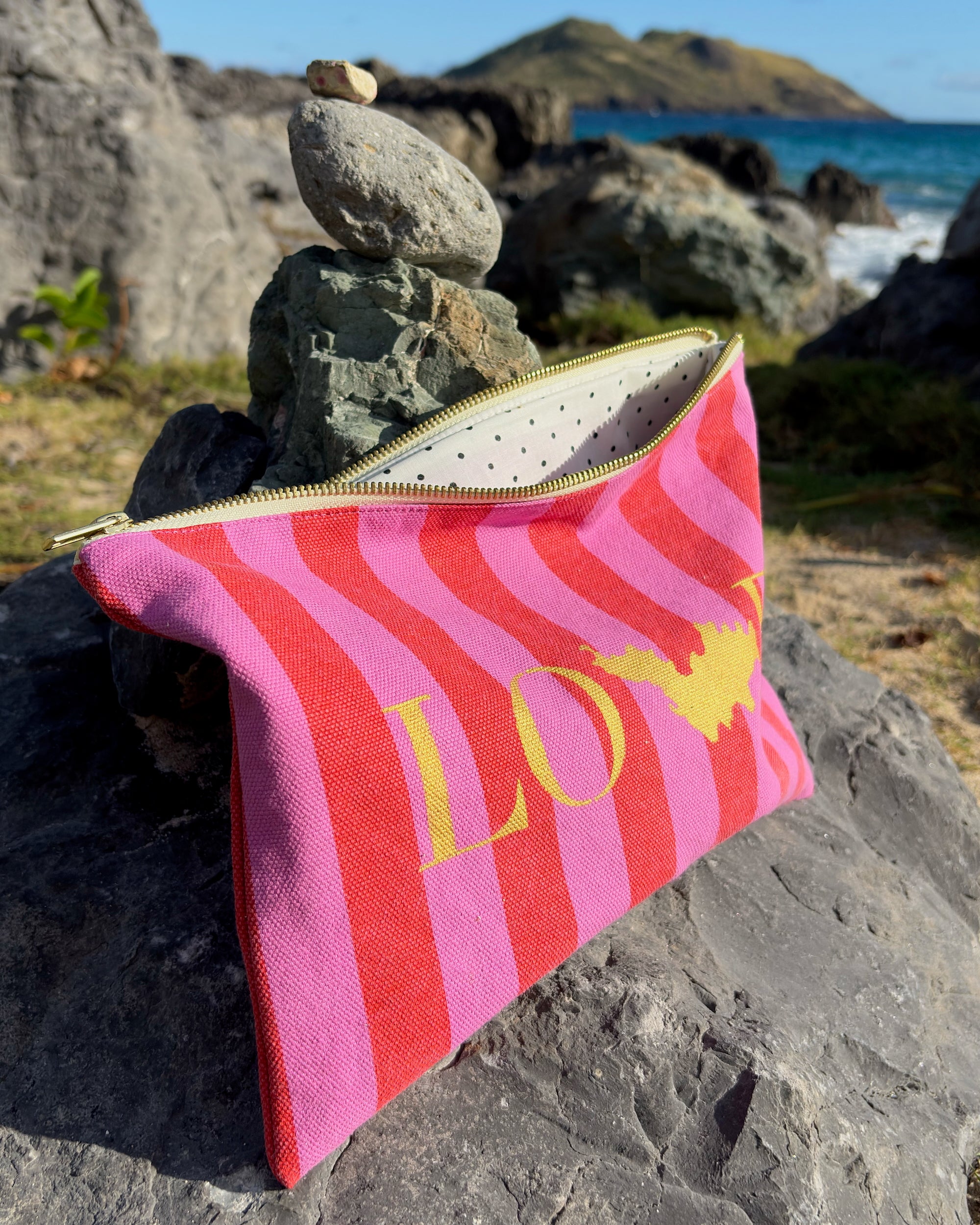 Pochette Laurette rose & tomato